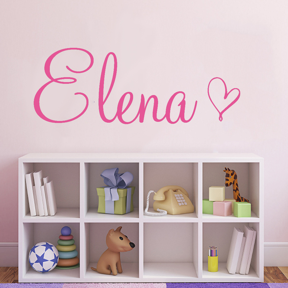 Baby Name Wall Art - 아트 벽 데칼 어린이를위한 심장 장식과