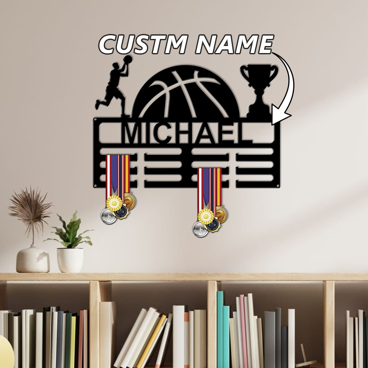 Baby Name Wall Art - 1개 맞춤형 이름 농구 메탈 메달