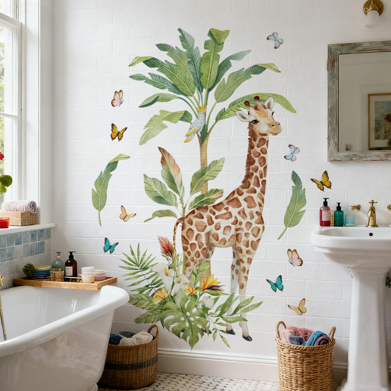 Baby Nursery Murals - 대형 숲 동물 기린 벽 스티커