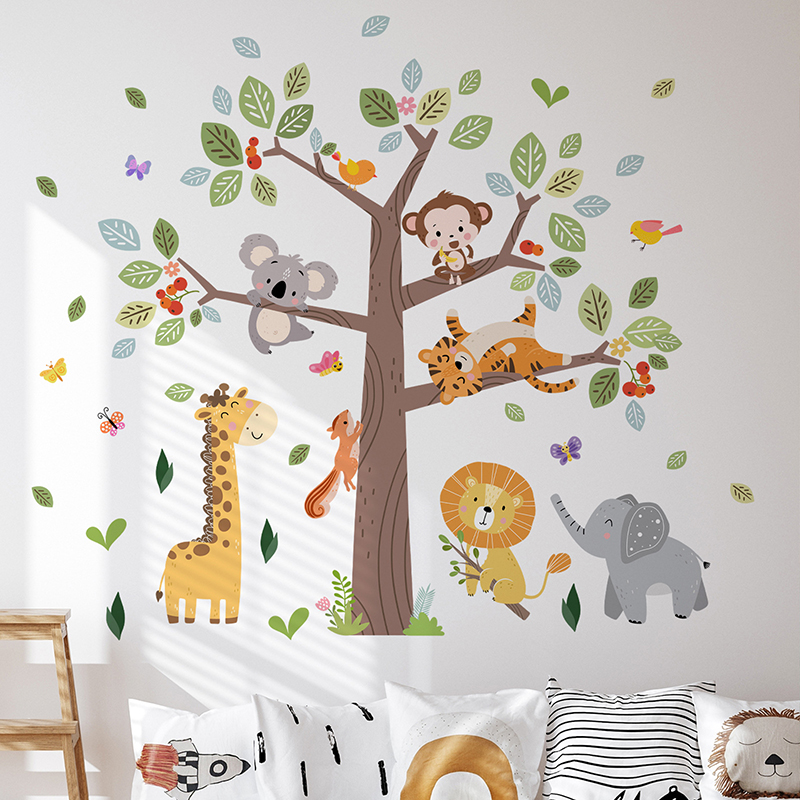 Baby Zoo Nursery - 대형 정글 동물 벽 스티커 비닐