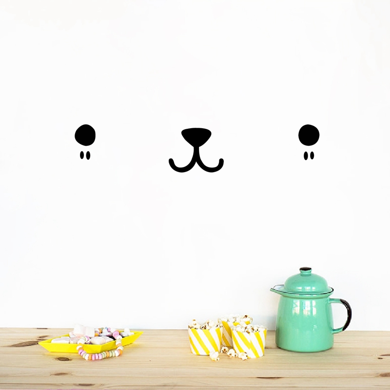 Baby Nursery Murals - 귀여운 Kawaii 얼굴 벽 아트 데칼