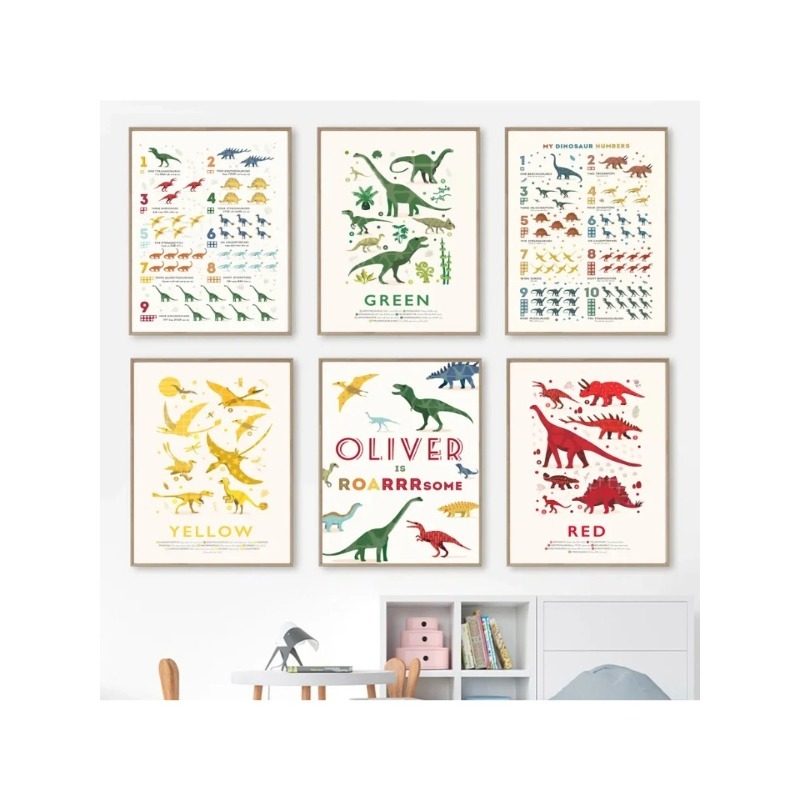 Baby Name Wall Art - 공룡 숫자 교육용 ABC 알파벳 맞춤
