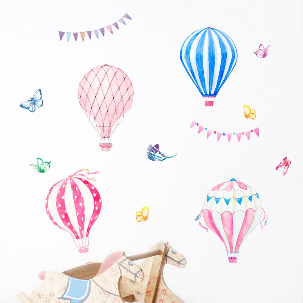 Baby Nursery Murals - 만화 뜨거운 공기 풍선 벽 스티커