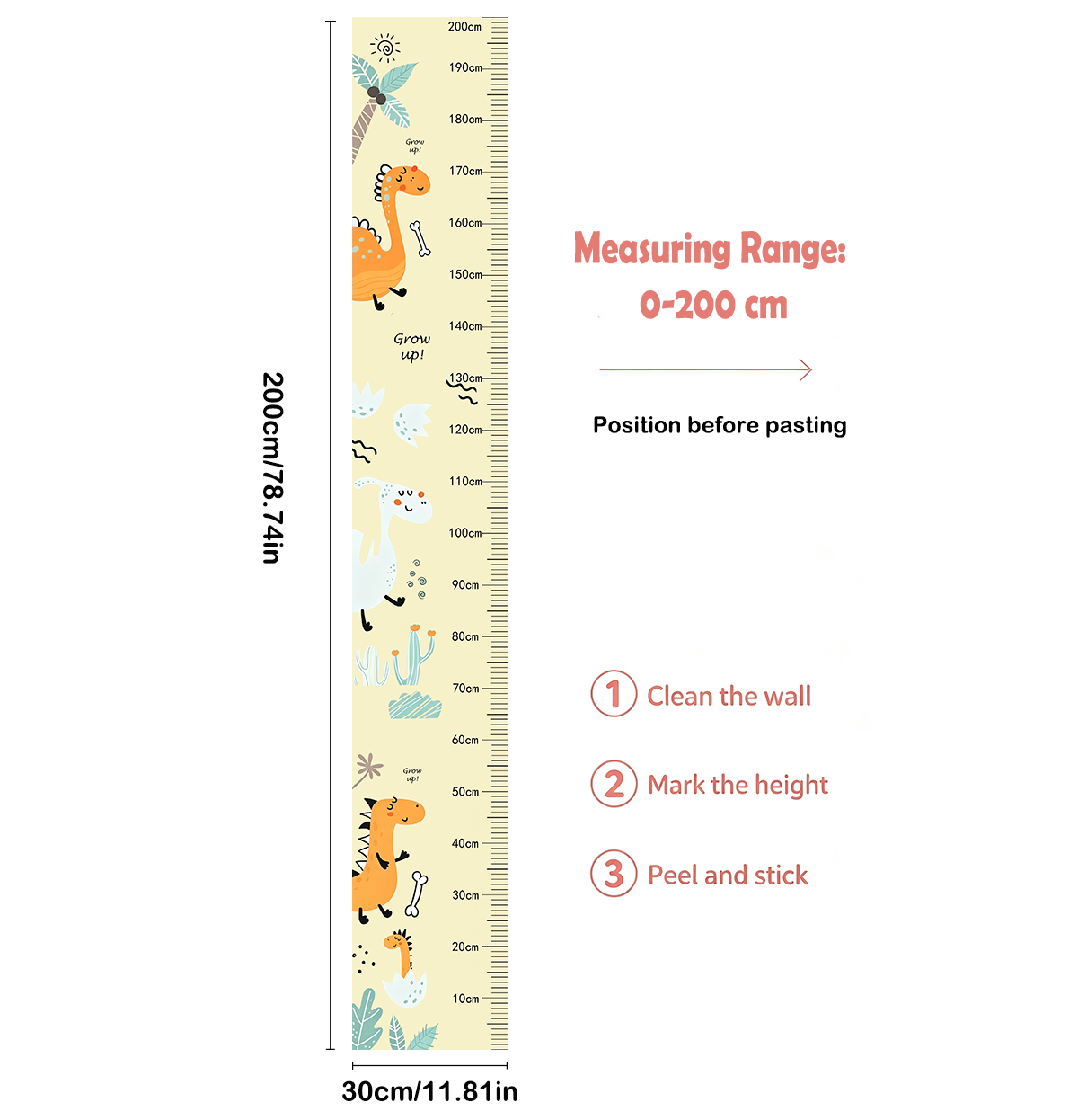 만화 선인장 공룡 높이 측정 차트 이동식 벽 스티커 2 - Growth Chart Ruler 리뷰 및 가격