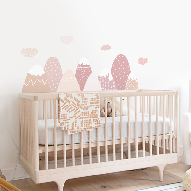 북유럽 가정 장식 따뜻한 열기구 핑크 산 벽 스티커,  - Baby Nursery Murals 리뷰 및 가격