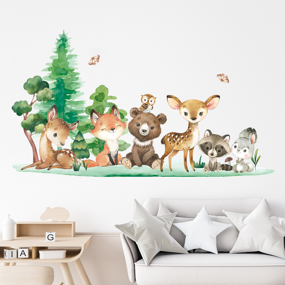 숲 동물 테마 곰 사슴 토끼 어린이 벽 스티커 아이 방 - Baby Nursery Forest Theme 리뷰 및 가격