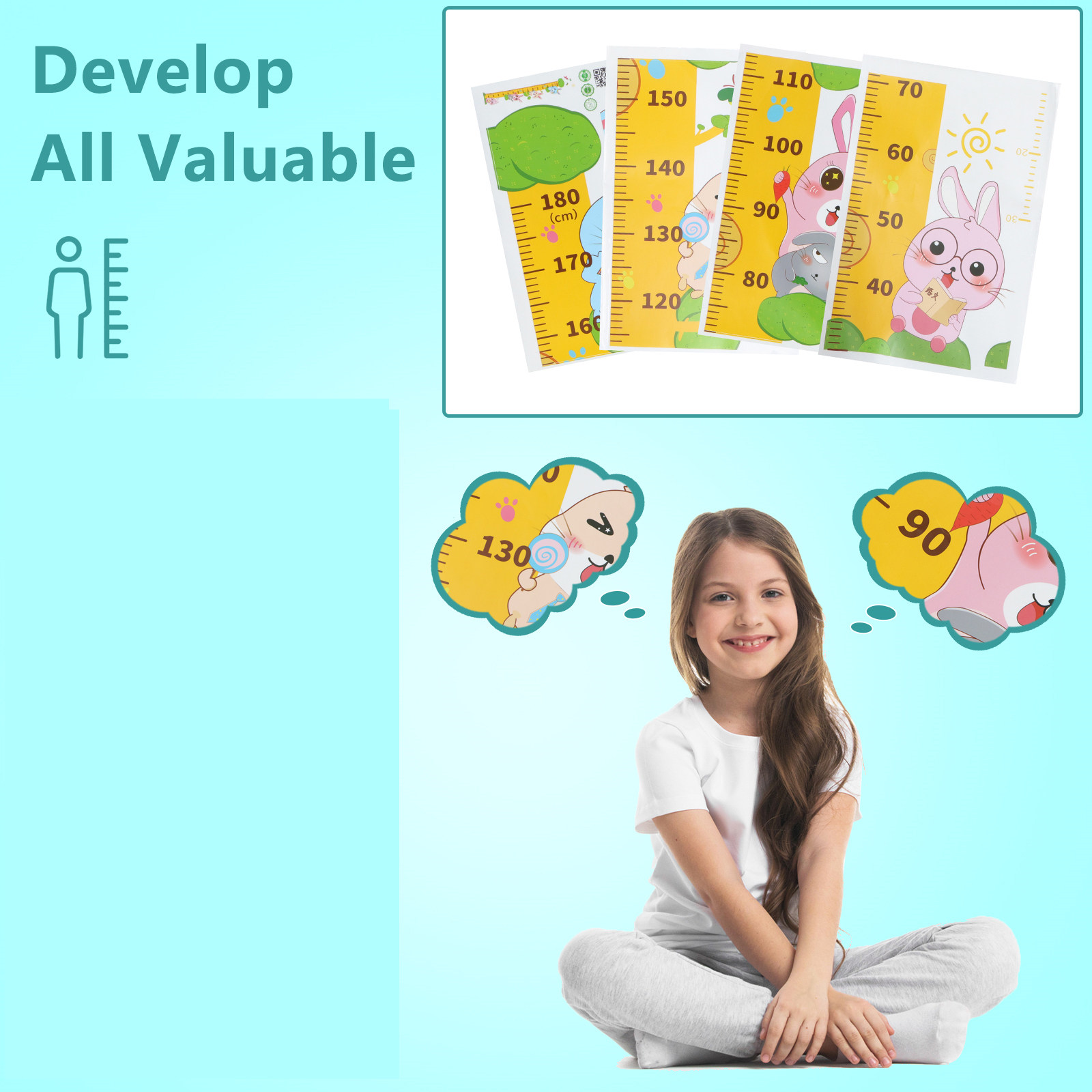 PVC 어린이용 벽 스티커 탈부착 가능 높이 눈금표시  - Wall Decal Nursery 리뷰 및 가격