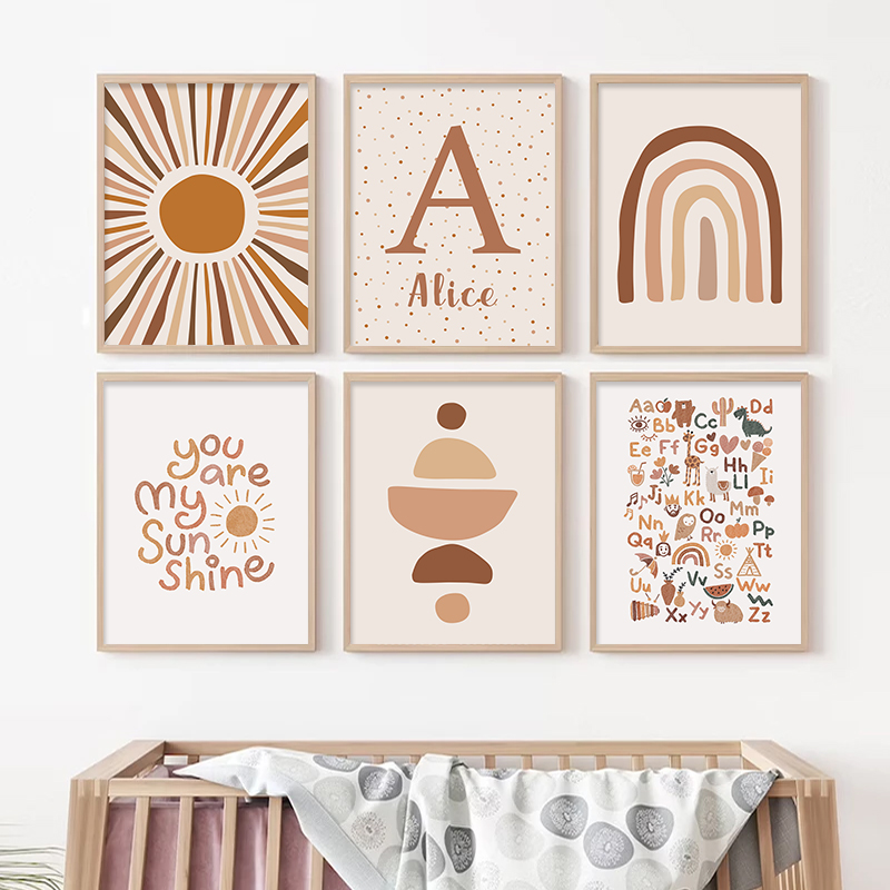 추상화 태양 무지개 맞춤형 아기 이름 보육 벽 아트 캔 - Baby Name Wall Art 리뷰 및 가격