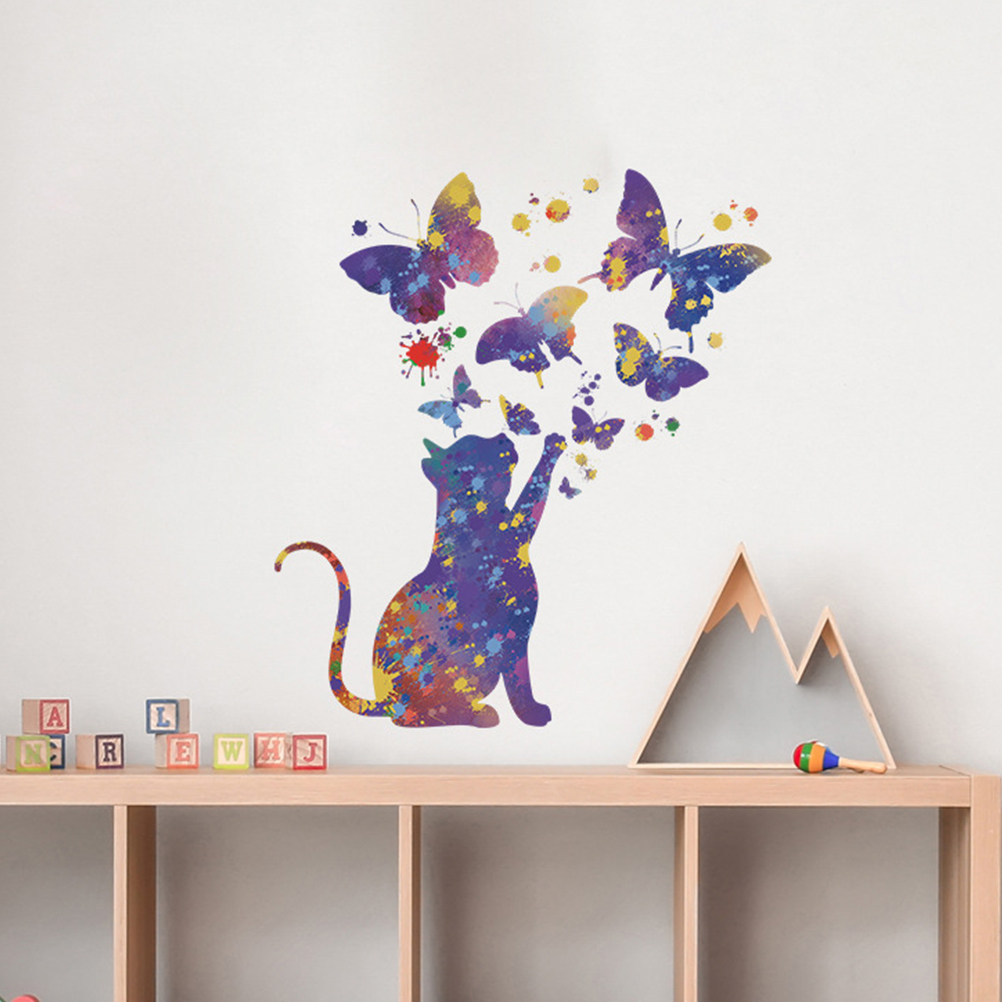 벽용 고양이 데칼 2장, 나비 홈 데코, 보육원용 PV - Wall Decal Nursery 리뷰 및 가격