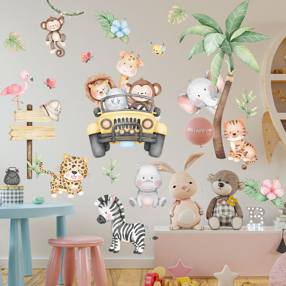 아이 방 만화 코끼리 기린 나무 벽 스티커 자가 접착  - Baby Zoo Nursery 리뷰 및 가격