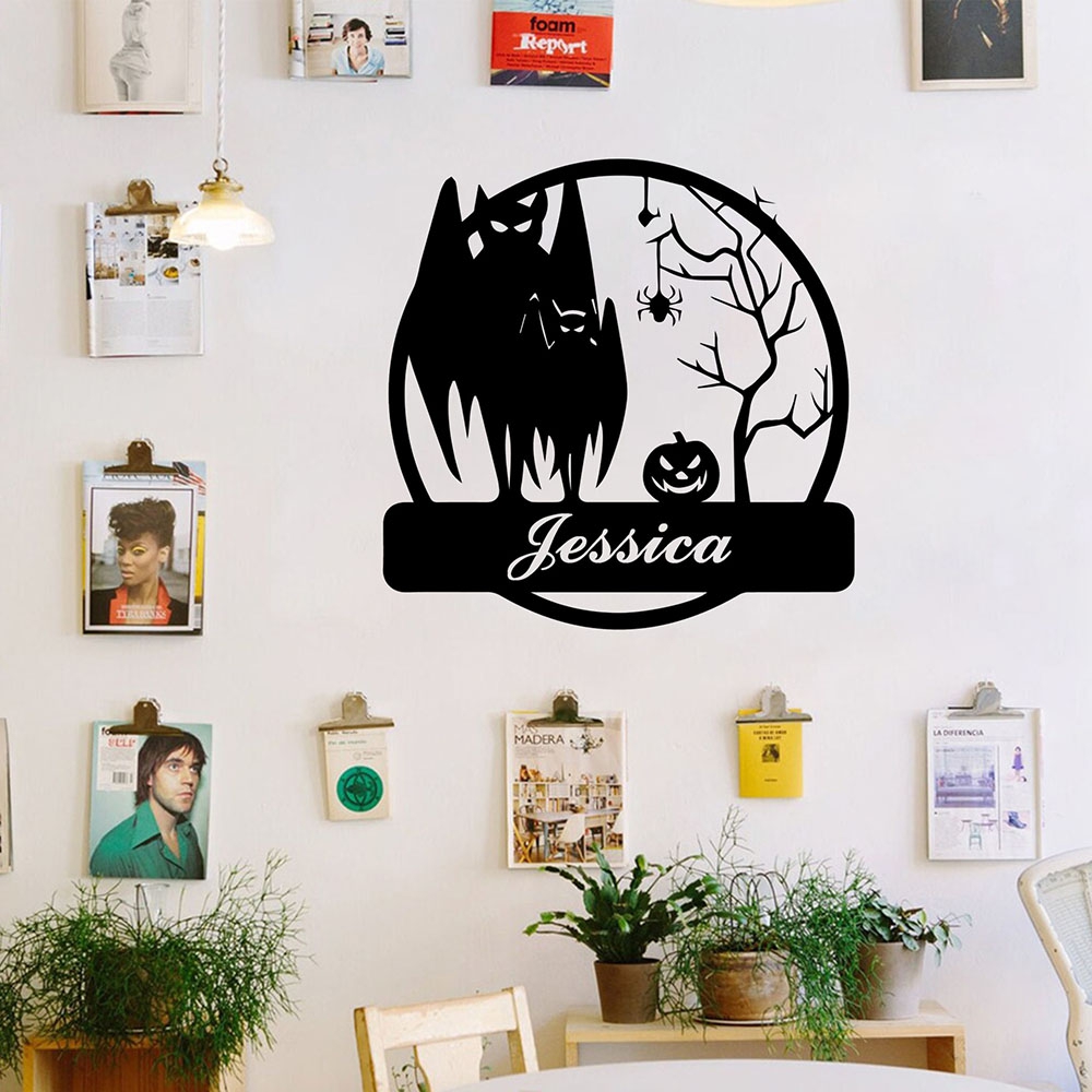 1PC 핫세일 박쥐 할로윈 맞춤 이름 보육원 벽 스티커 - Wall Decal Nursery 리뷰 및 가격