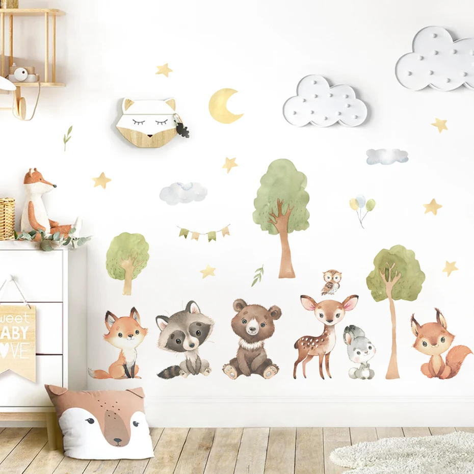 숲 동물 테마 곰 사슴 토끼 어린이 벽 스티커 어린이  - Baby Nursery Forest Theme 리뷰 및 가격