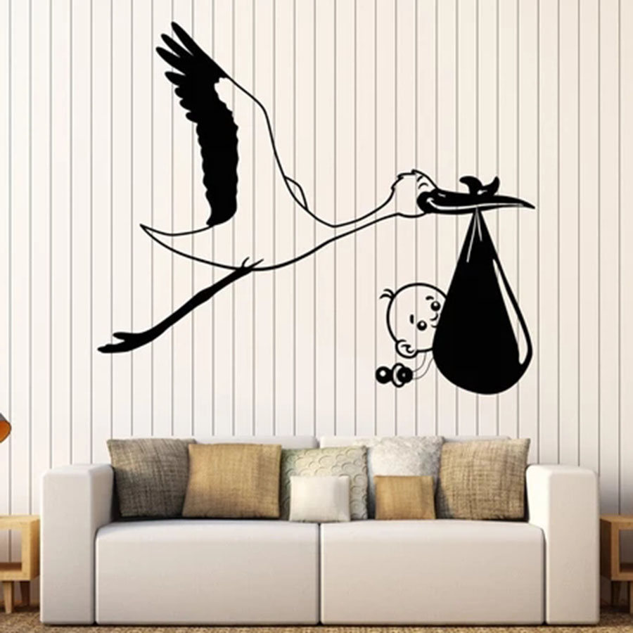 벽 데칼 황새 아기 새 보육 어린이 아기 방 아이 침실 - Baby Nursery Murals 리뷰 및 가격
