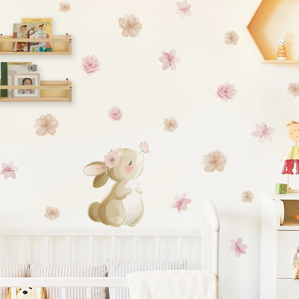 보헤미안 스타일 꽃무늬 토끼 나비 벽 데칼, 아이방,  - Wall Decal Nursery 리뷰 및 가격