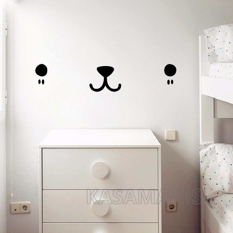 귀여운 Kawaii 얼굴 벽 아트 데칼 고양이 개 곰  - Baby Nursery Murals 리뷰 및 가격