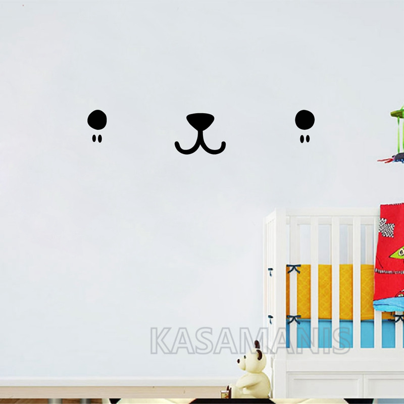 귀여운 Kawaii 얼굴 벽 아트 데칼 고양이 개 곰  - Baby Nursery Murals 리뷰 및 가격