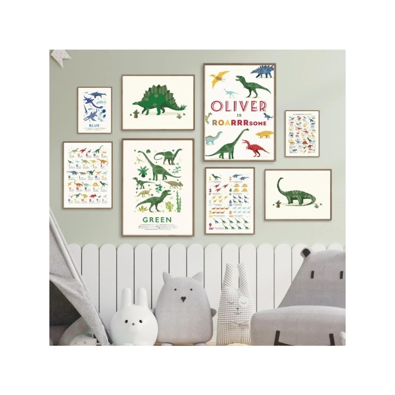 공룡 숫자 교육용 ABC 알파벳 맞춤 이름 벽 예술 캔 - Baby Name Wall Art 리뷰 및 가격