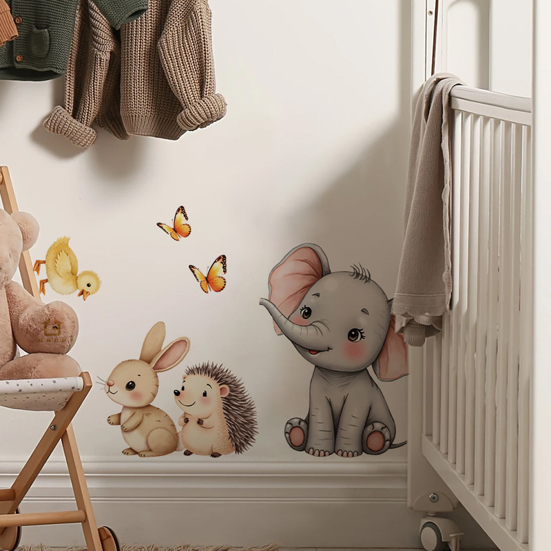 만화 동물 벽 스티커-코끼리 토끼 고슴도치 보육 데칼, - Wall Decal Nursery 리뷰 및 가격