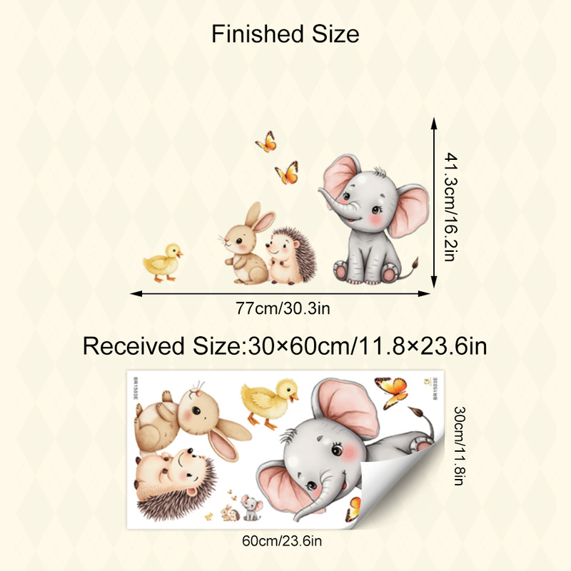 만화 동물 벽 스티커-코끼리 토끼 고슴도치 보육 데칼, - Wall Decal Nursery 리뷰 및 가격