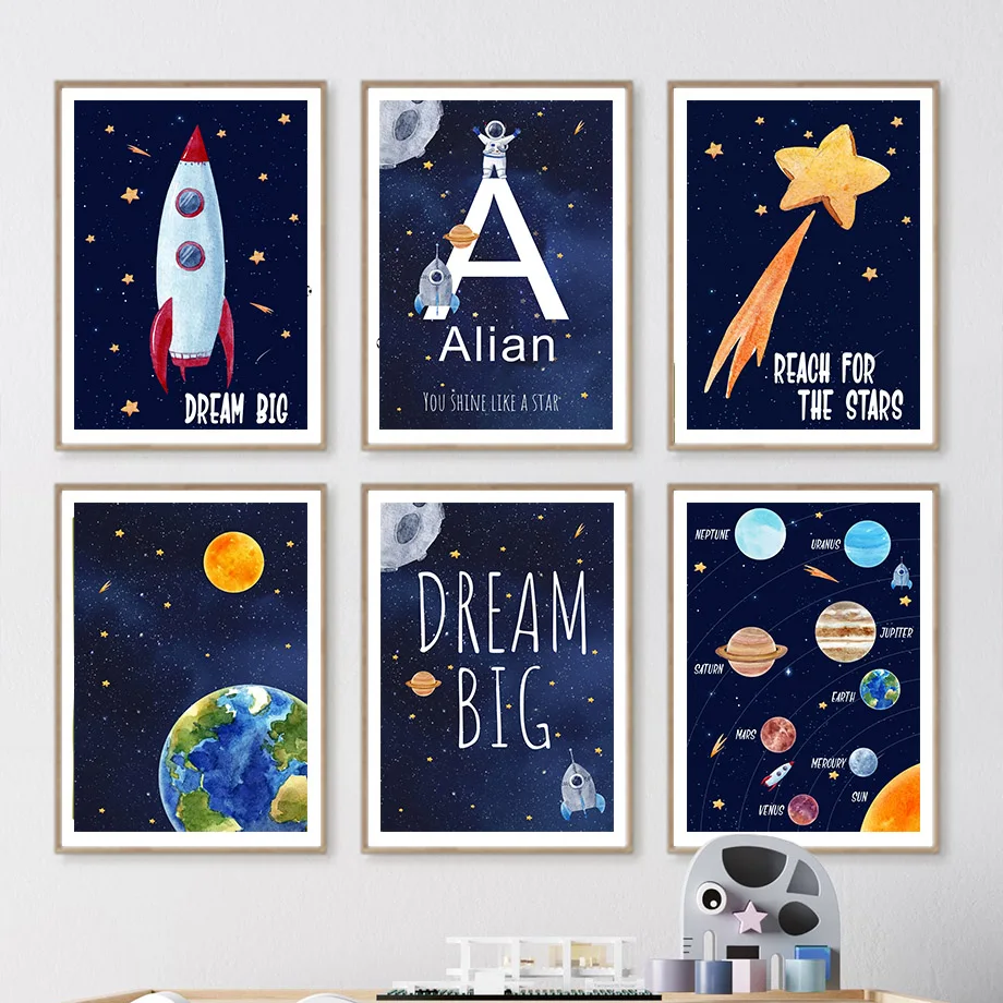 1pc 캔버스 그림 사용자 정의 이름 어린이 방 장식  - Baby Name Wall Art 리뷰 및 가격