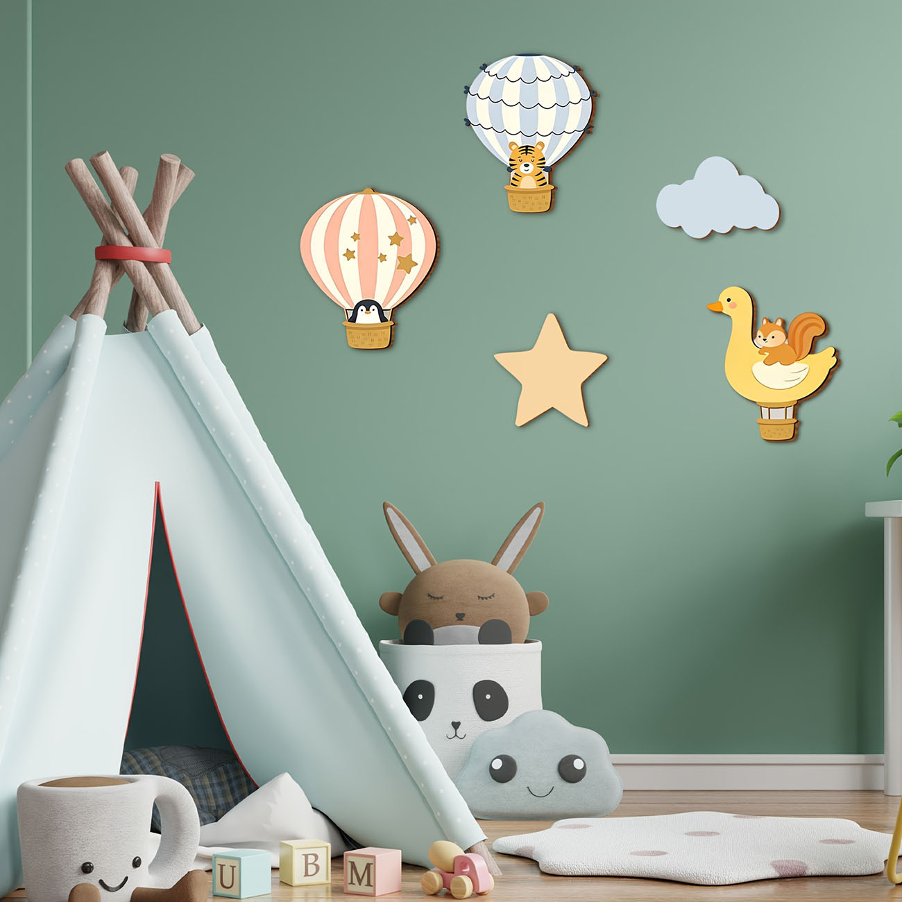 5개 동물 열기구 나무 벽 스티커 보육원 어린이 방 장 - Wall Decal Nursery 리뷰 및 가격